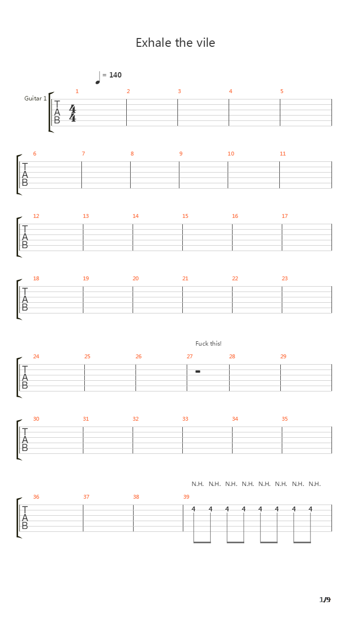 Exhale The Vile吉他谱