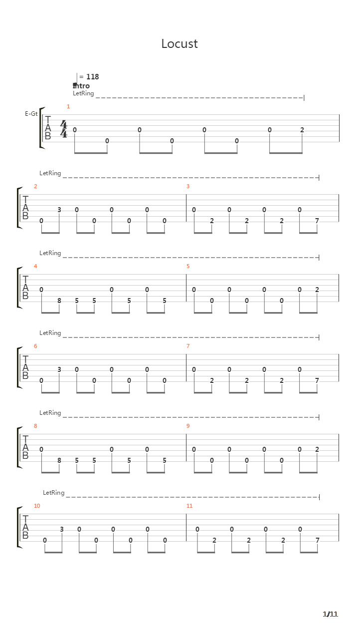 Locust吉他谱