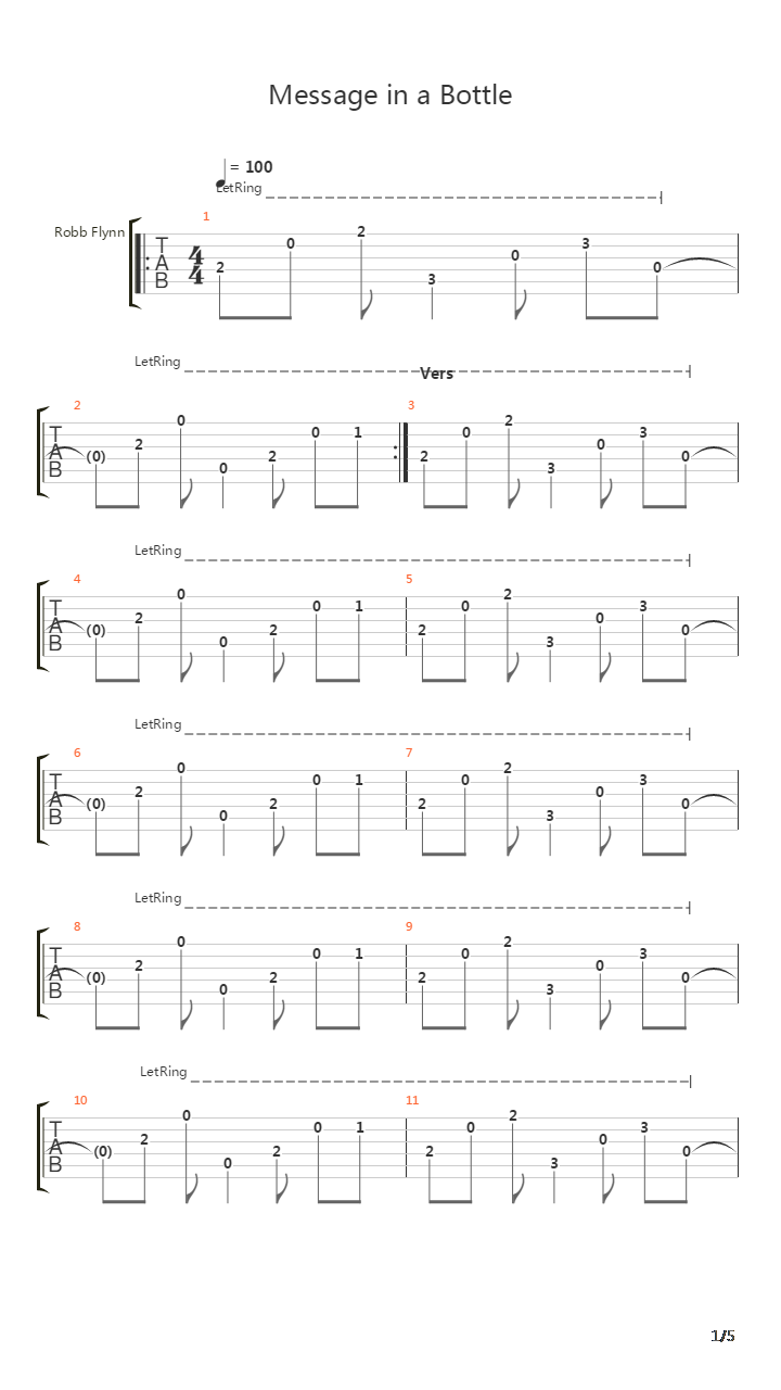 Message In A Bottle吉他谱