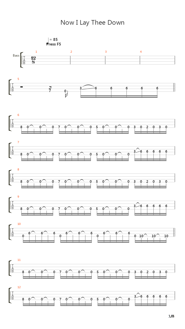Now I Lay Thee Down吉他谱