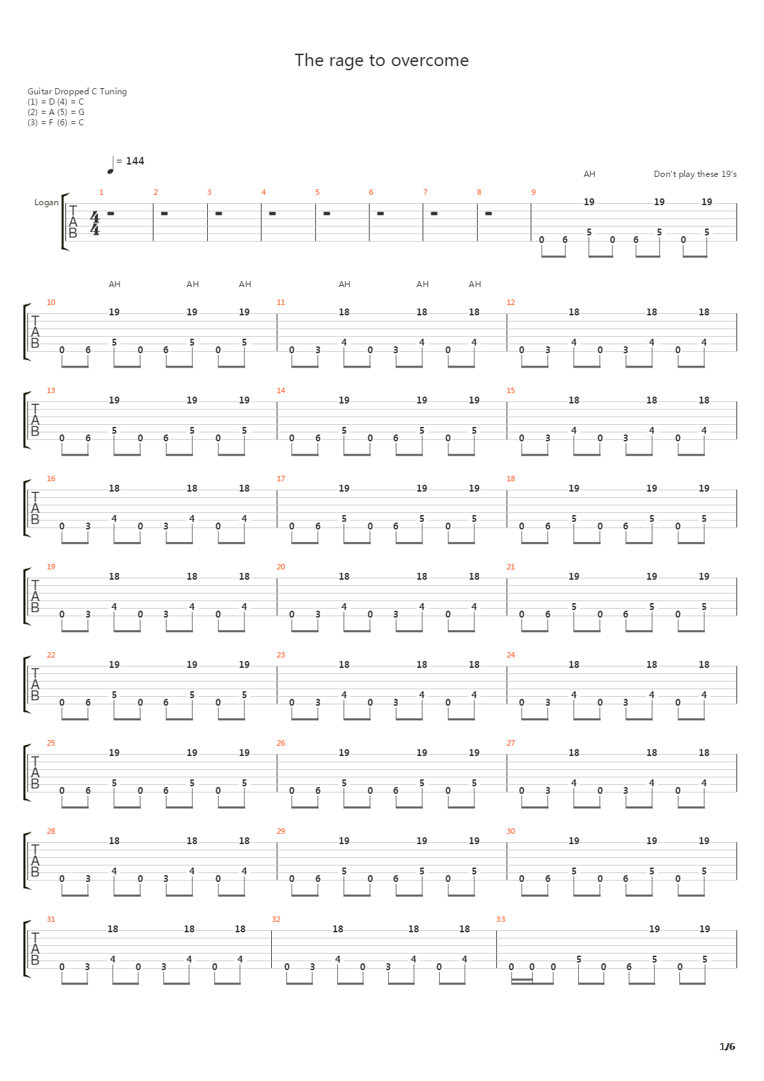 Rage To Overcome吉他谱