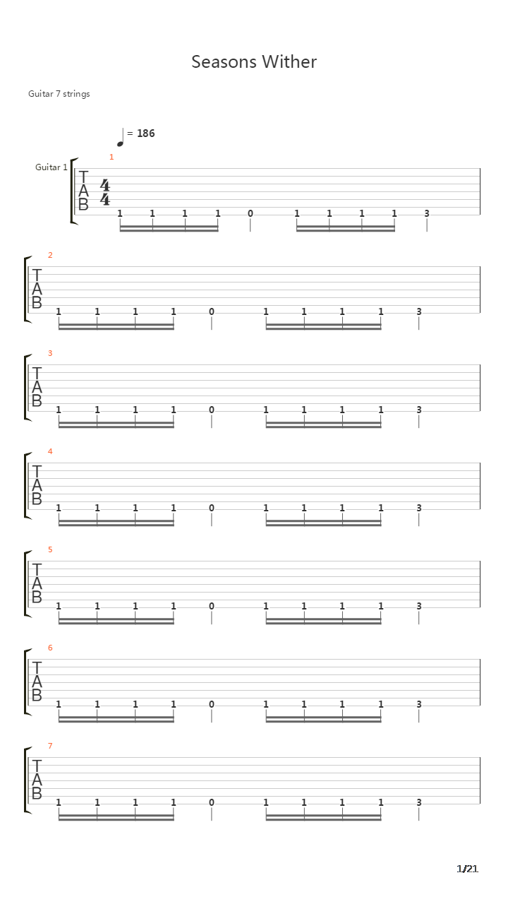 Seasons Wither吉他谱