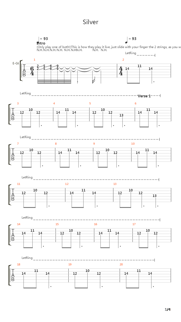 Silver吉他谱