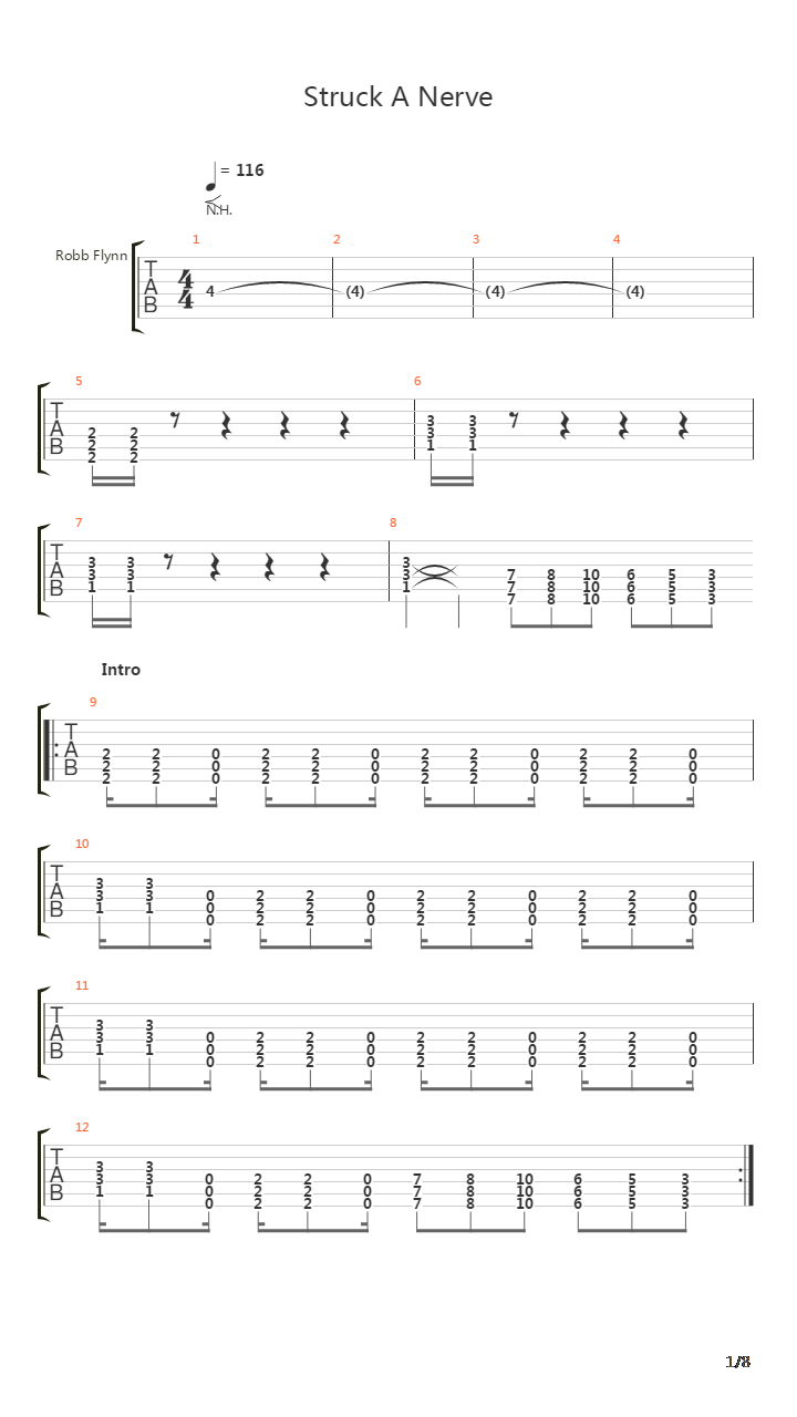 Struck A Nerve吉他谱
