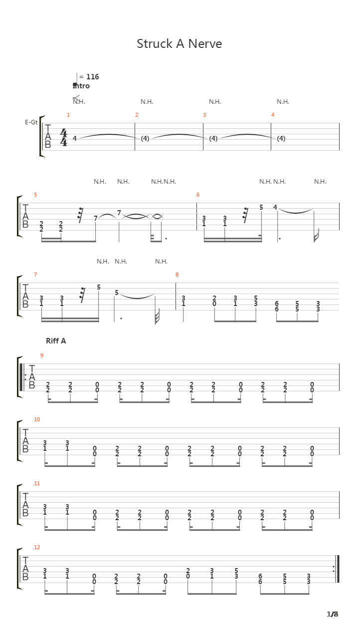 Struck A Nerve吉他谱