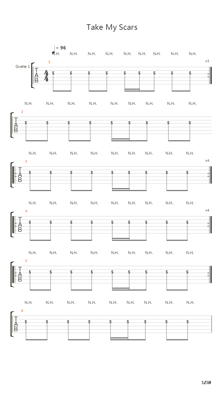 Take My Scars吉他谱