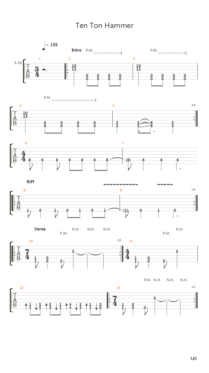 Ten Ton Hammer吉他谱