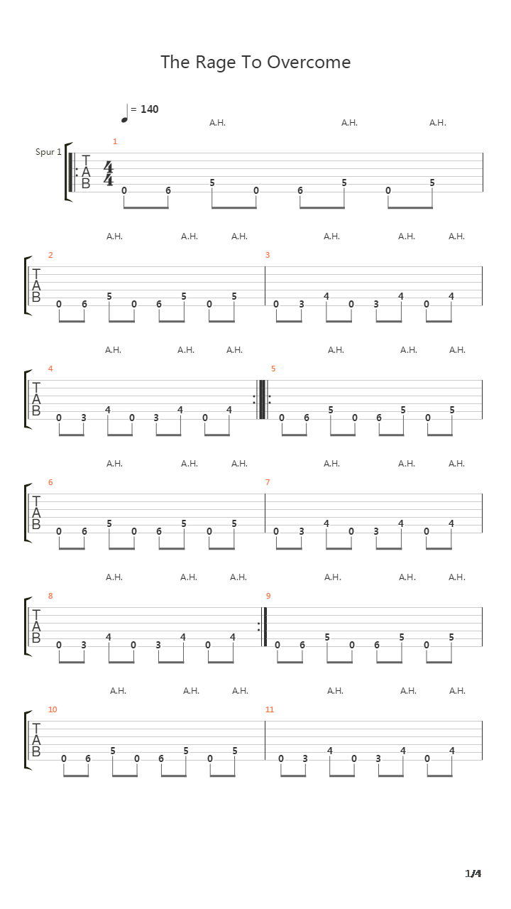 The Rage To Overcome吉他谱