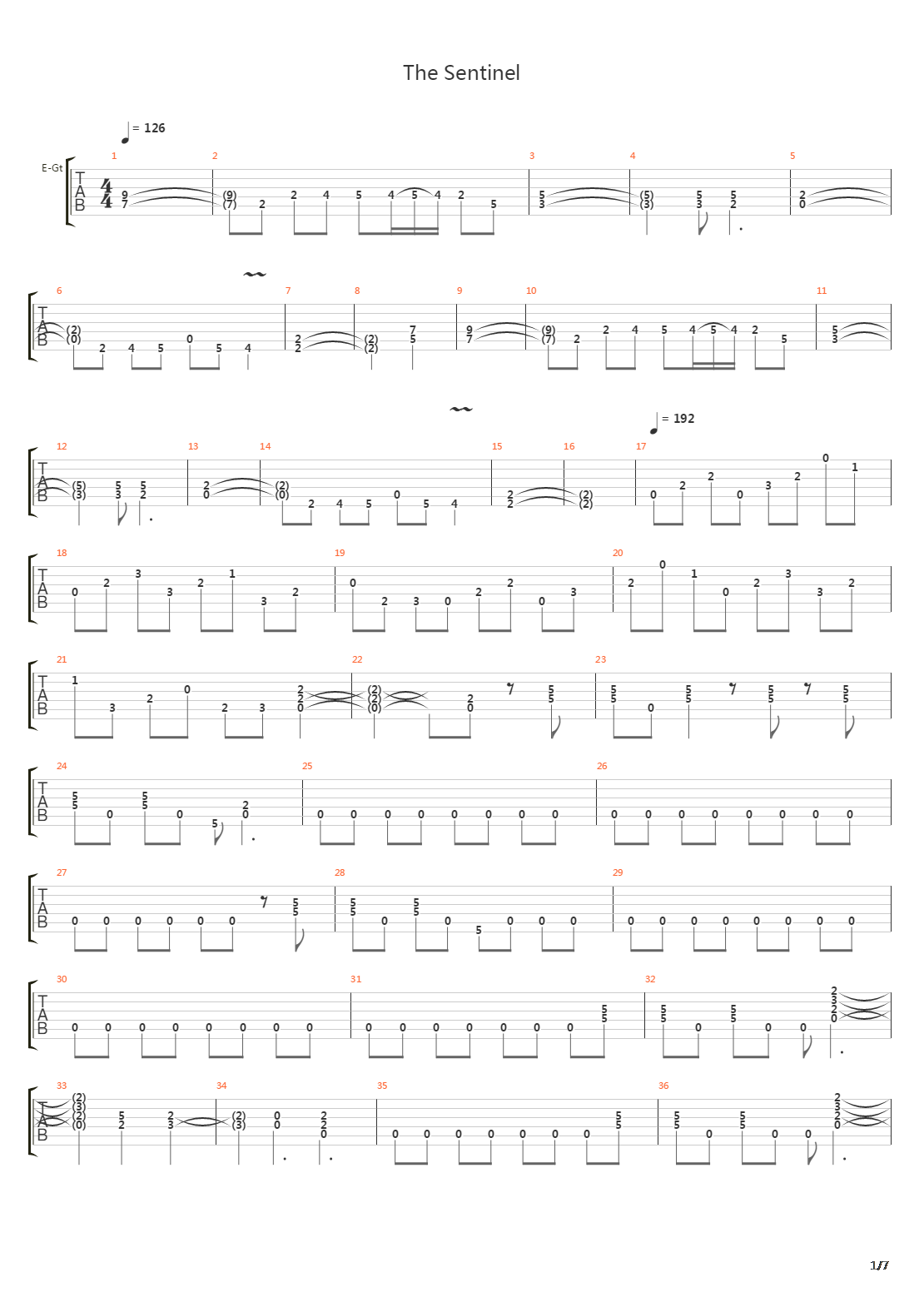 The Sentinel吉他谱