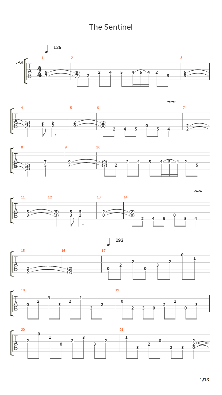 The Sentinel吉他谱