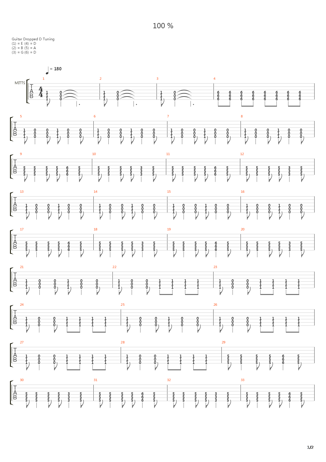 100吉他谱