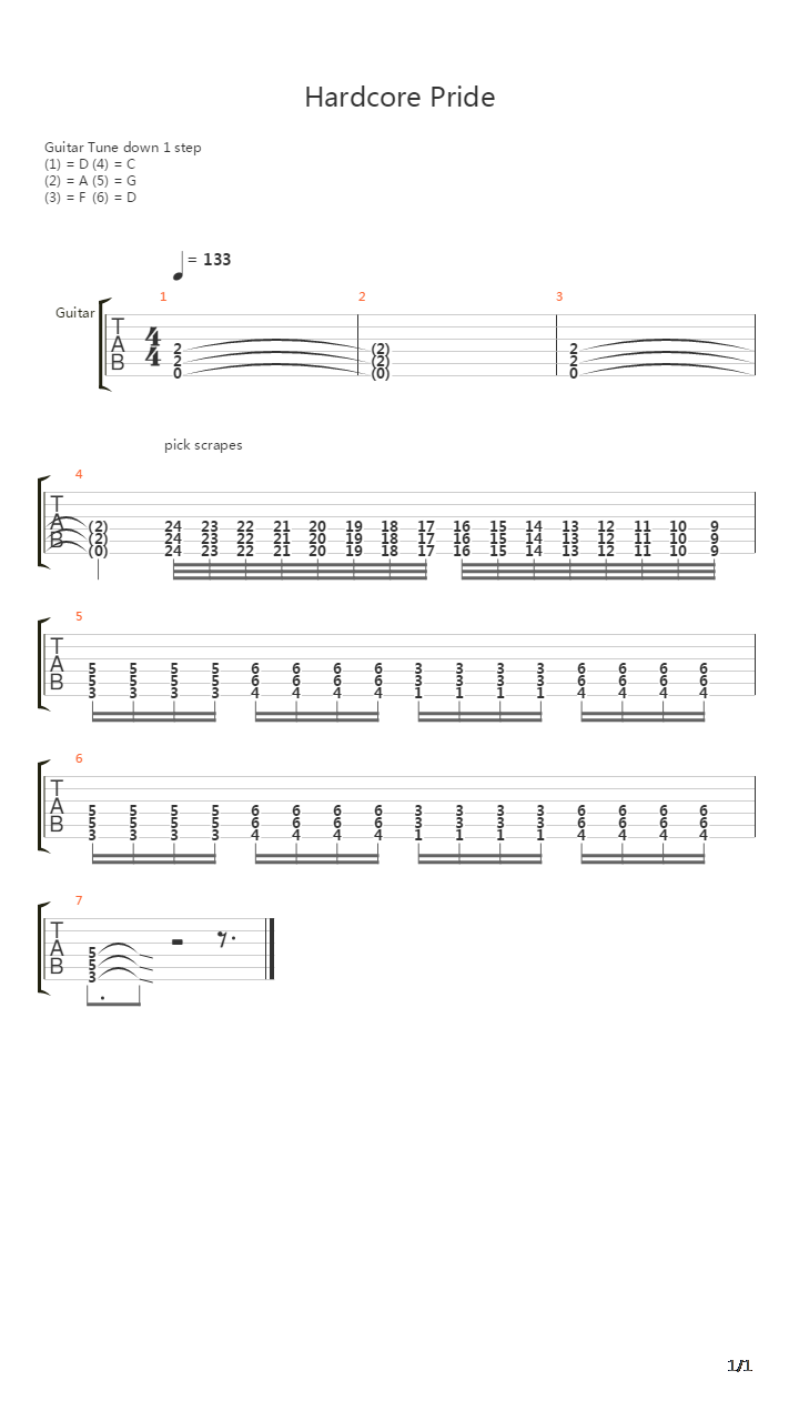 Hardcore Pride吉他谱