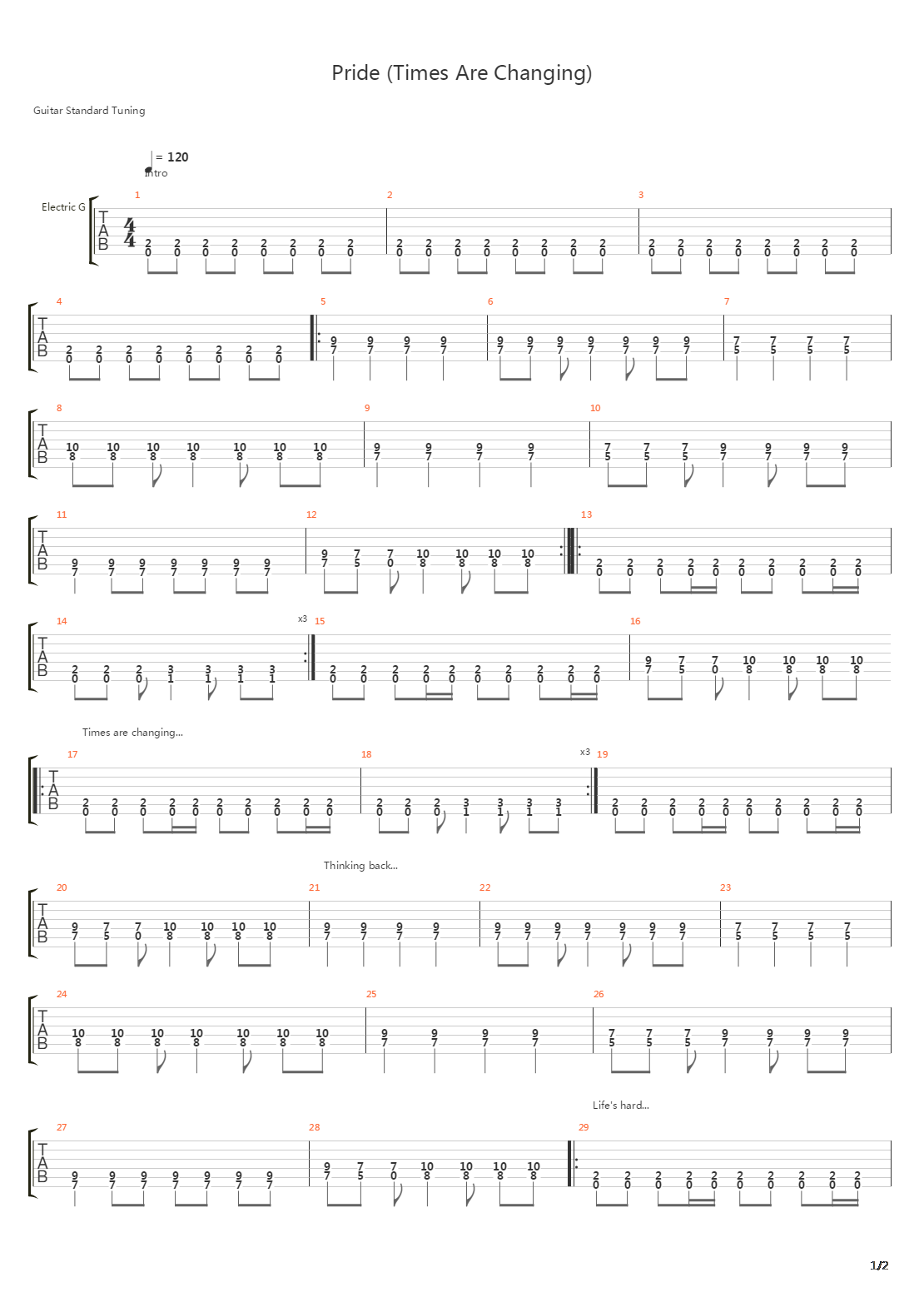 Pride Times Are Changing吉他谱