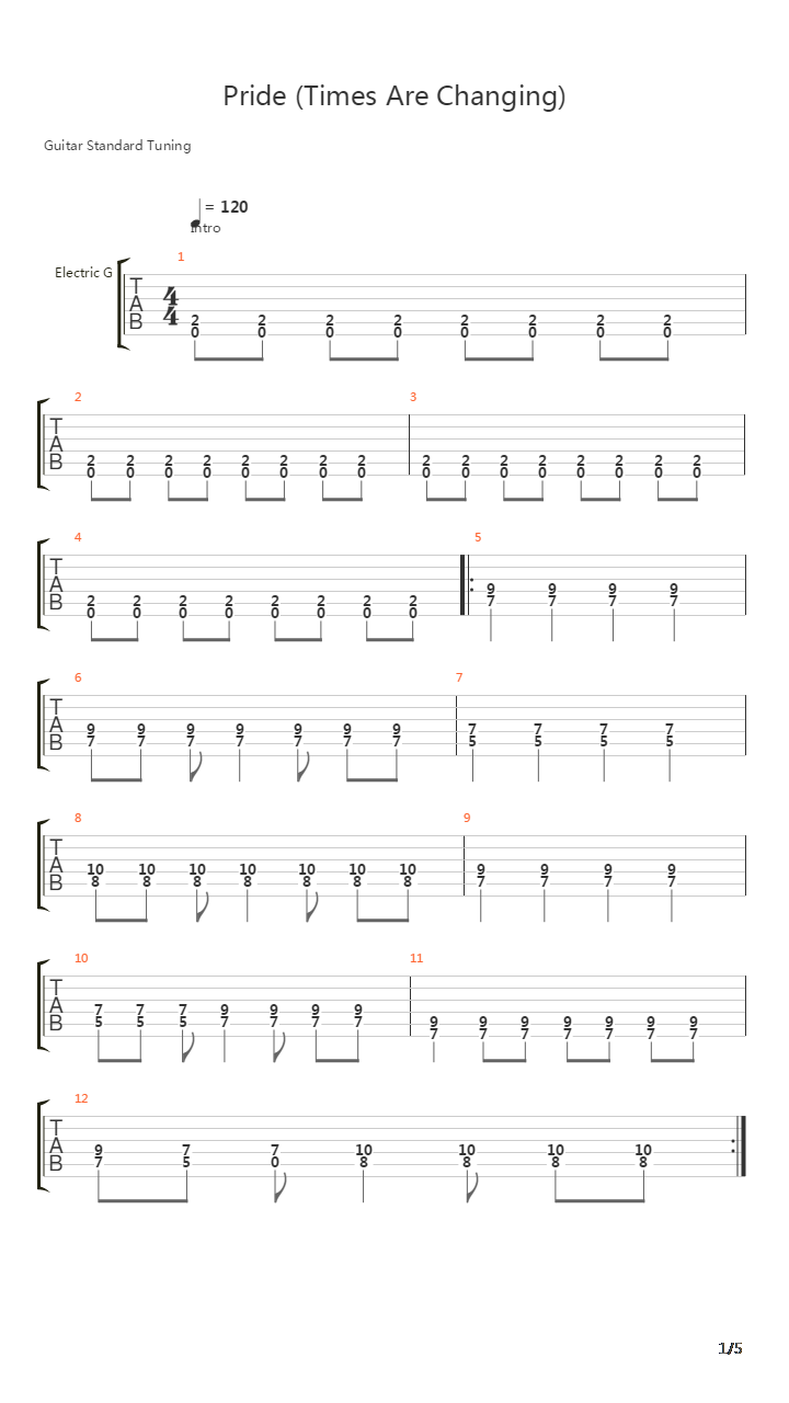 Pride Times Are Changing吉他谱