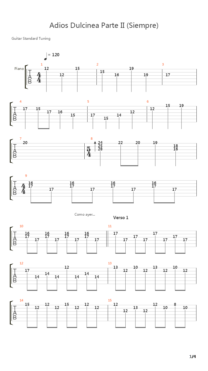 Adios Dulcinea Part 2吉他谱