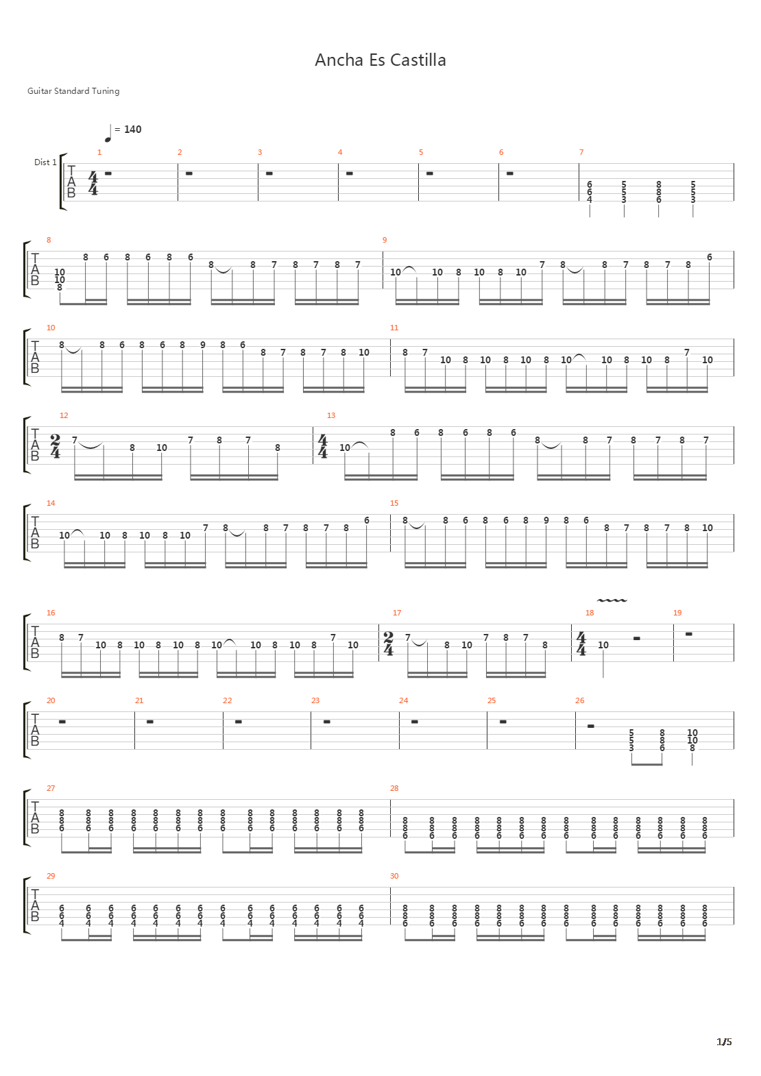 Ancha Es Castilla吉他谱
