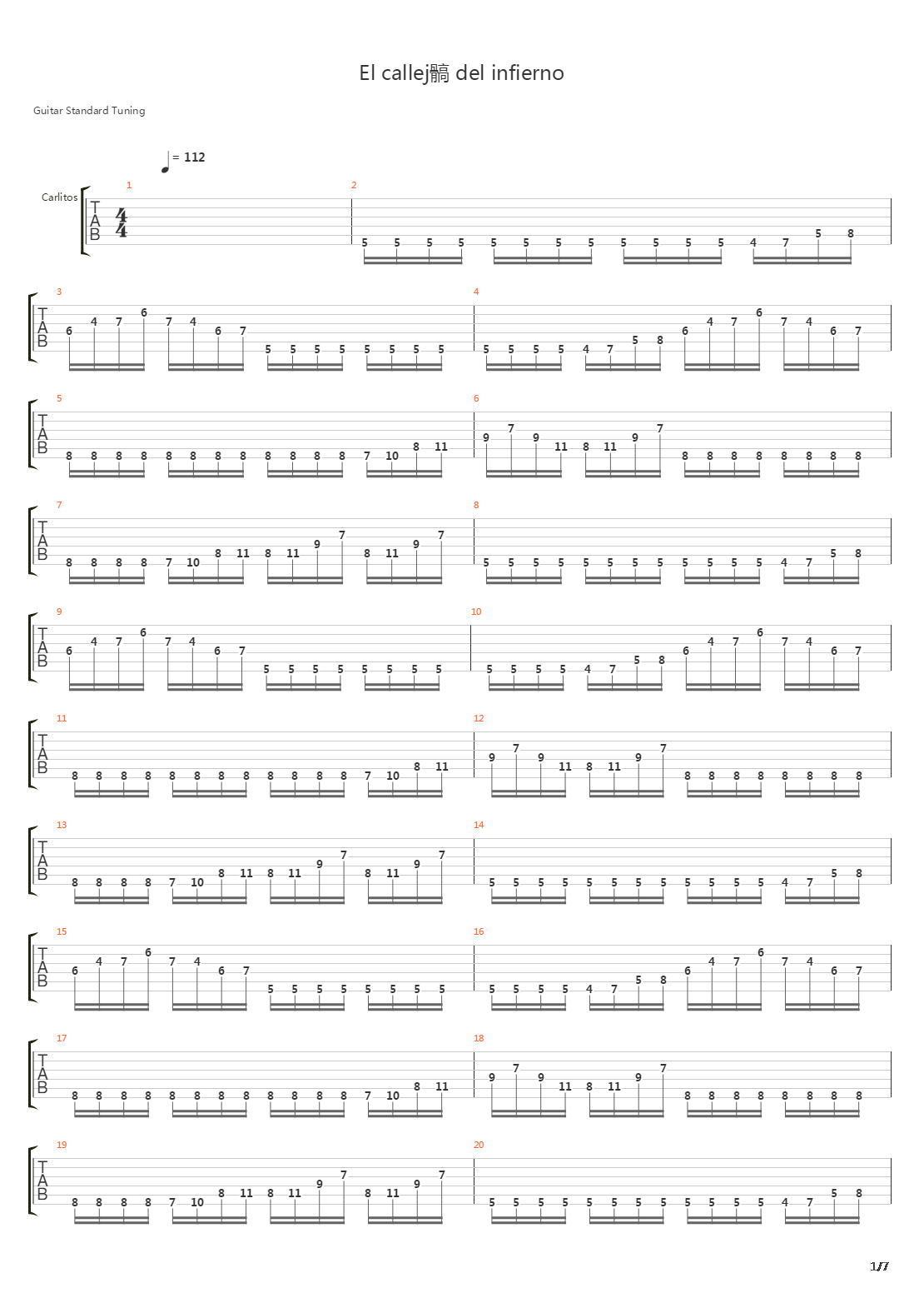 El Callejon Del Infierno吉他谱