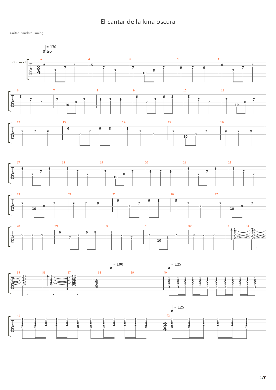 El Cantar De La Luna Oscura吉他谱