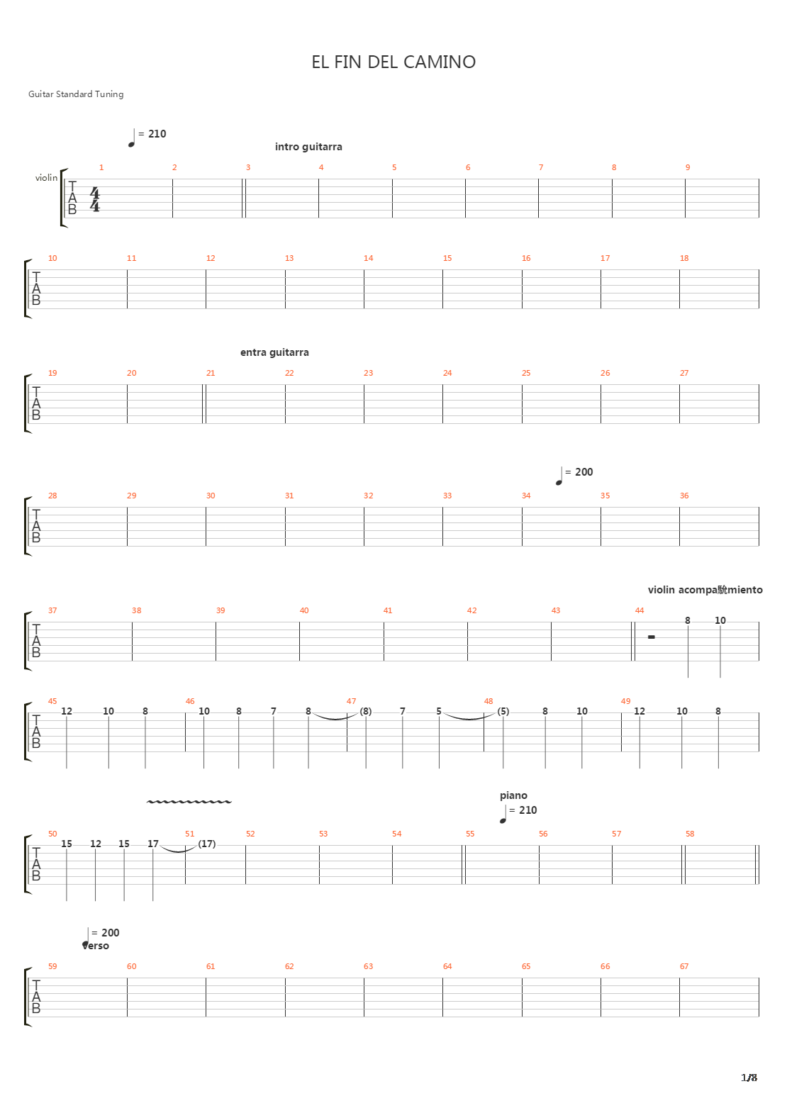El Fin Del Camino吉他谱
