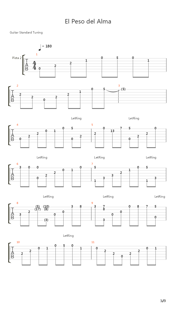 El Peso Del Alma吉他谱