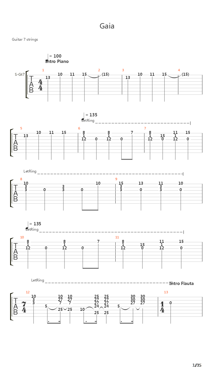 Gaia吉他谱