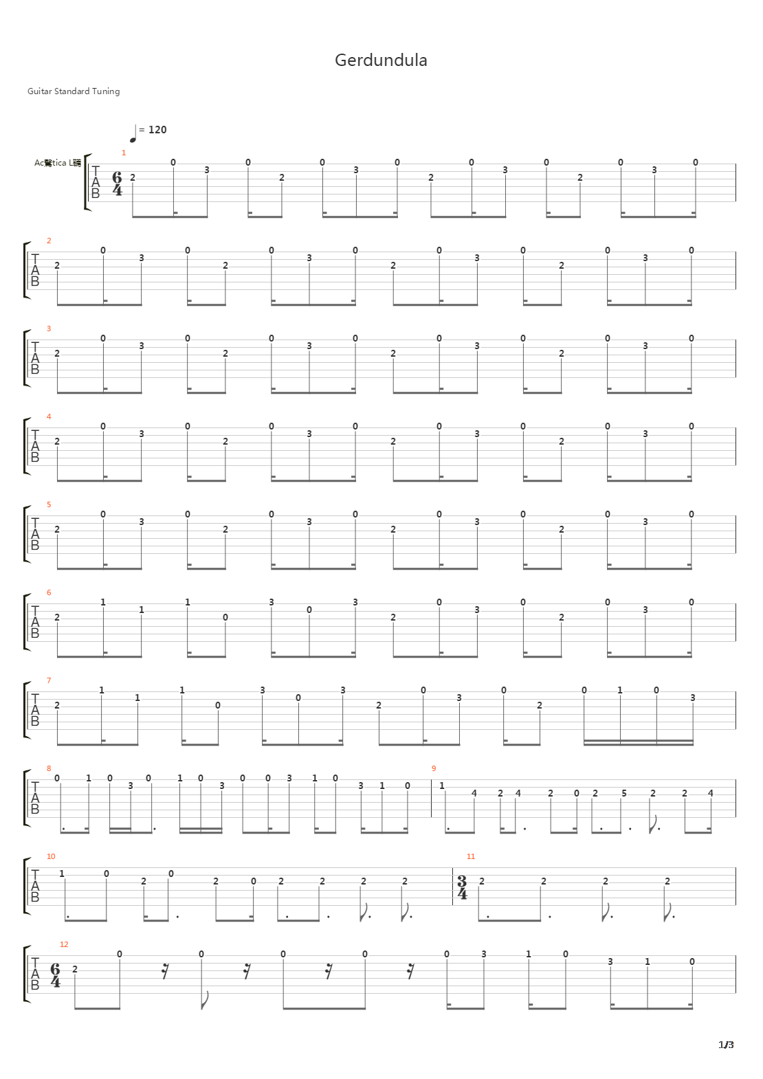 Gerdundula吉他谱