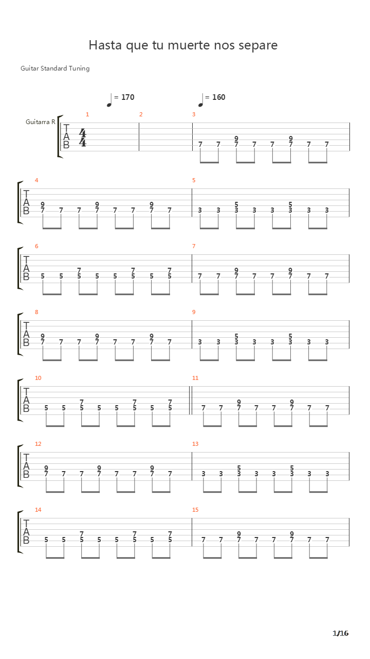 Hasta Que Tu Muerte Nos Separe吉他谱