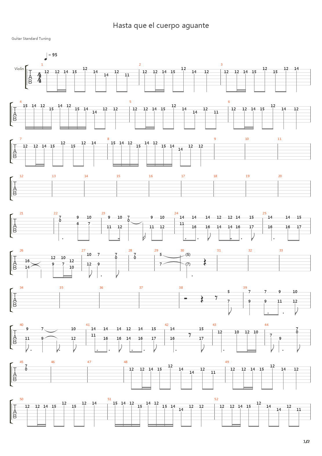 Haste Que El Cuerpo Aguante吉他谱