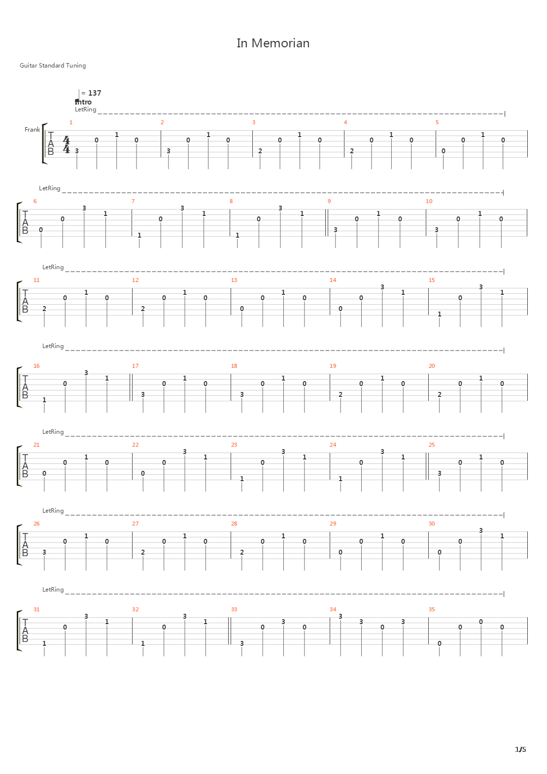 In Memorian吉他谱