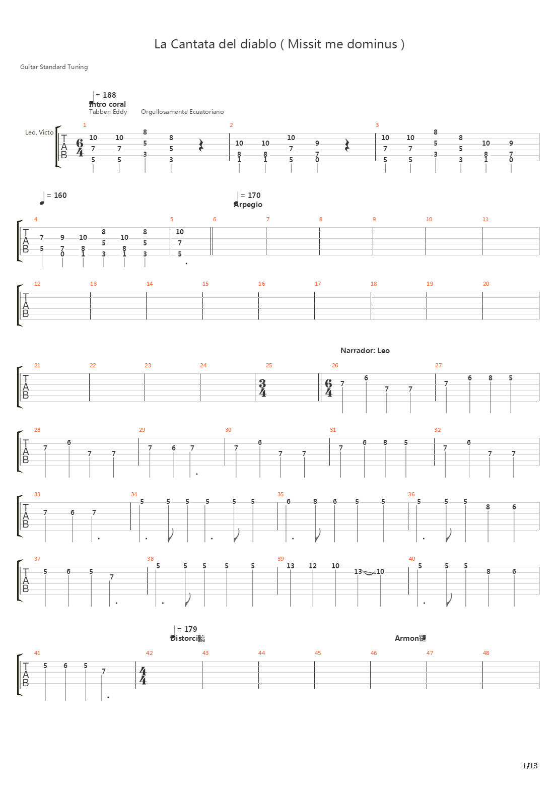 La Cantata Del Diablo吉他谱