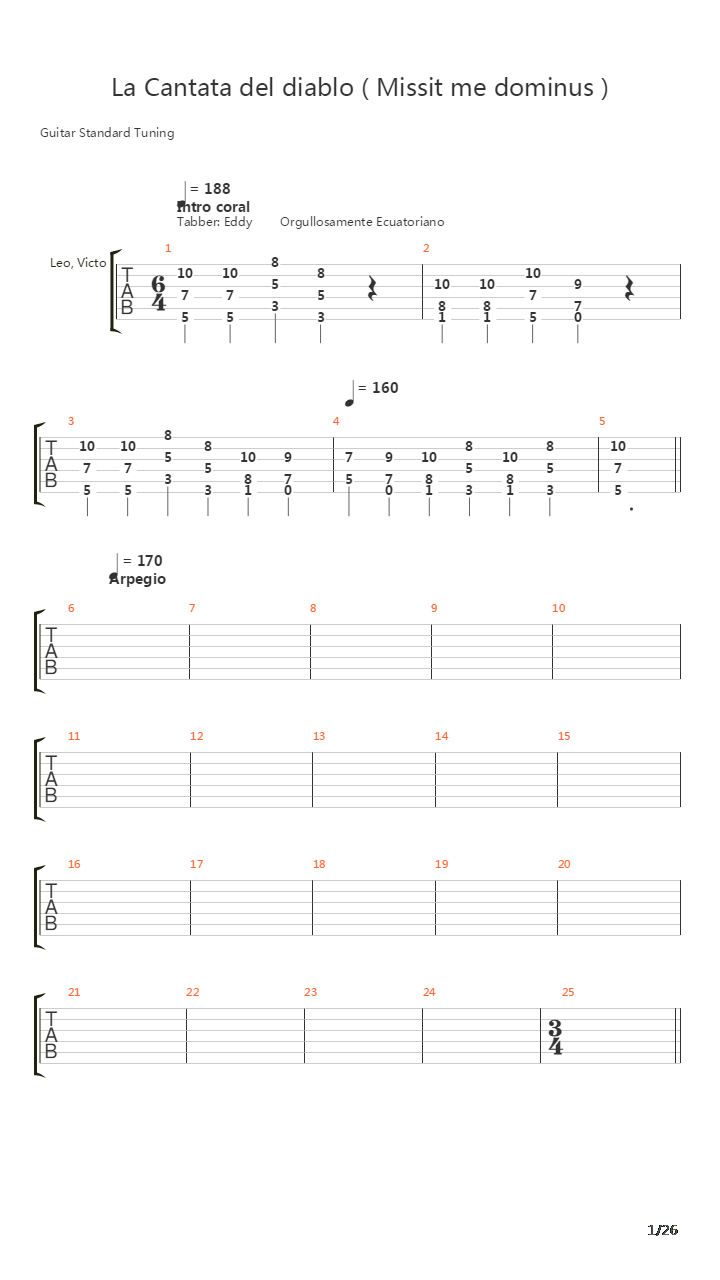 La Cantata Del Diablo吉他谱