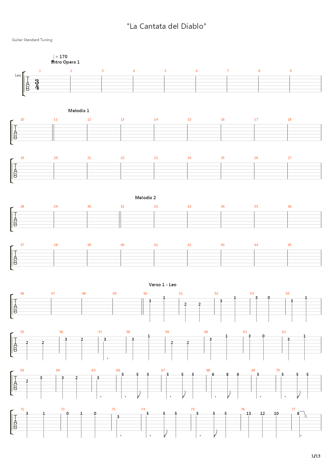 La Cantata Del Diablo吉他谱