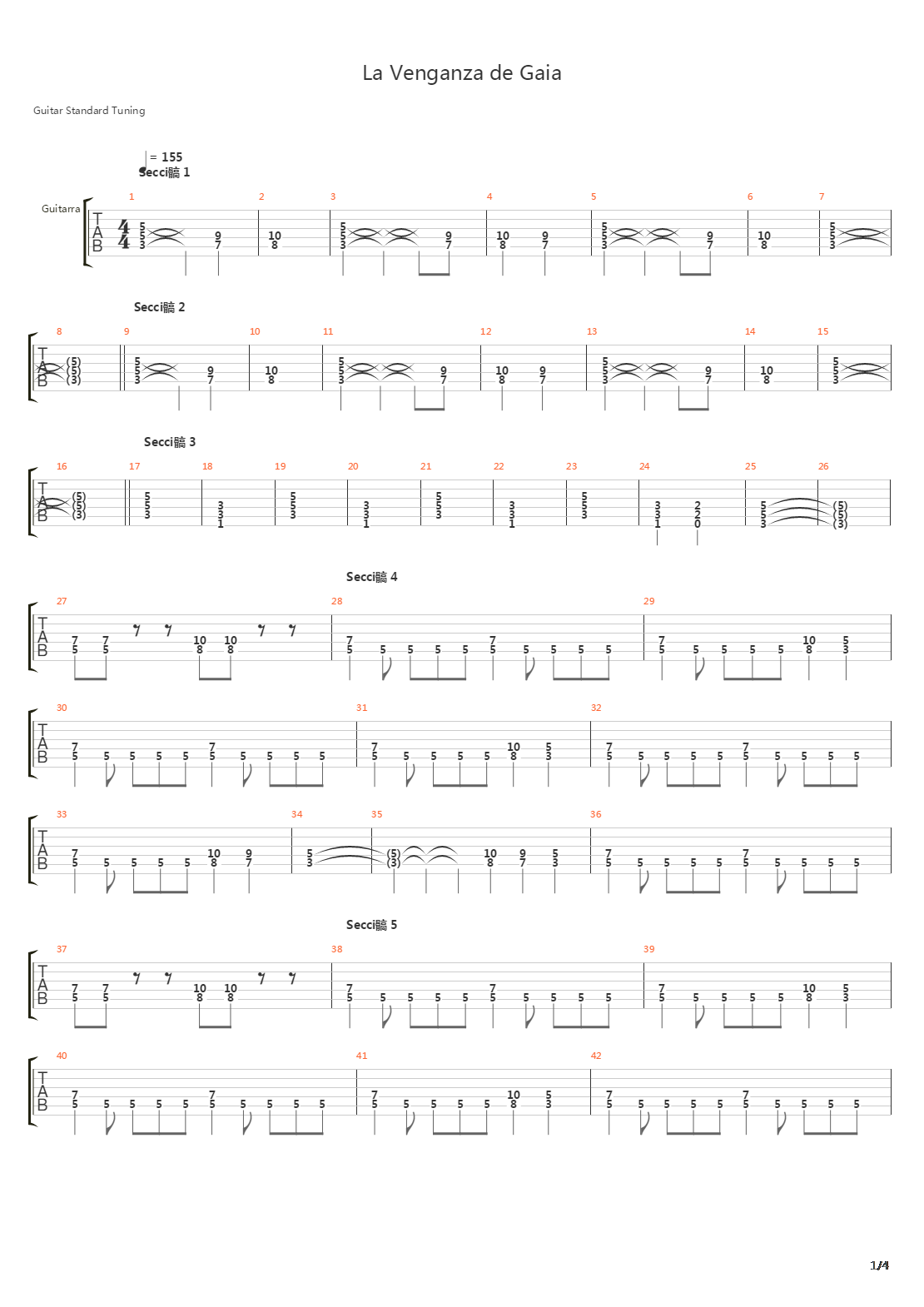 La Venganza De Gaia吉他谱