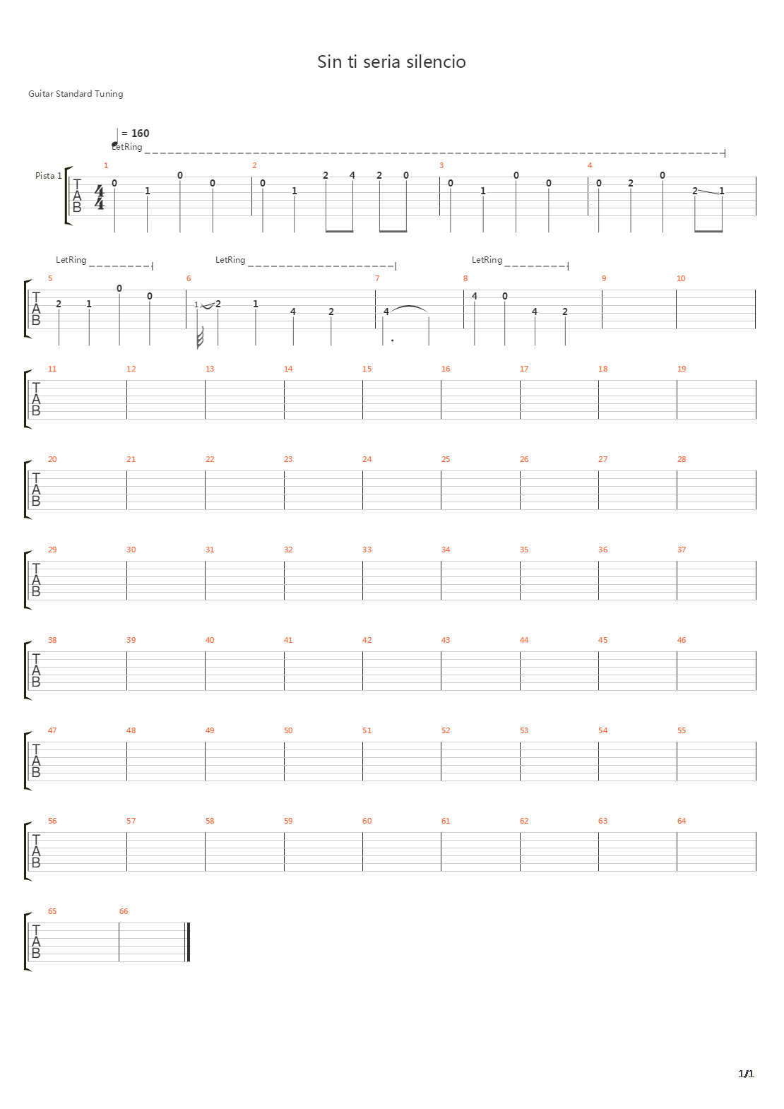 Sin Ti Seria Silencio吉他谱