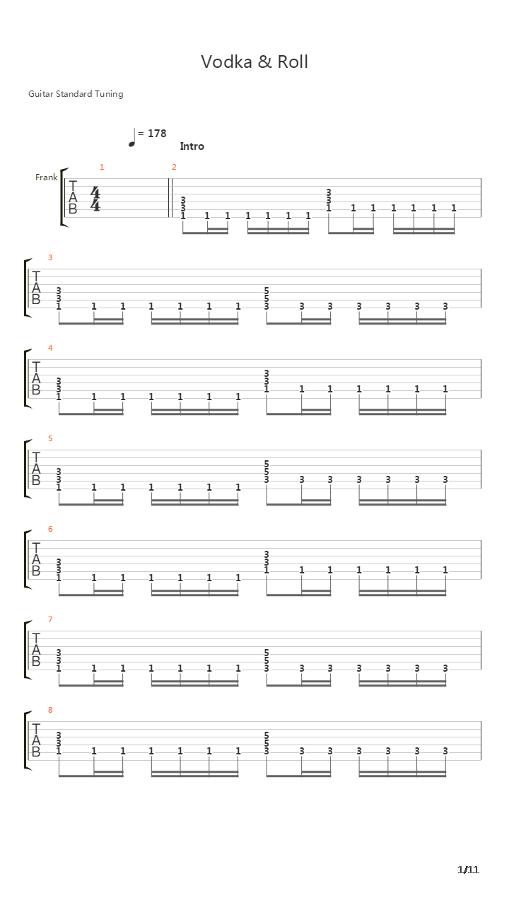 Vodka And Roll吉他谱