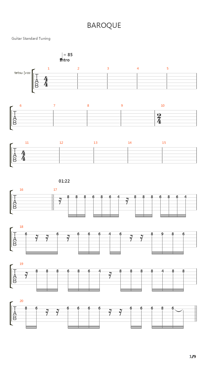 Baroque吉他谱