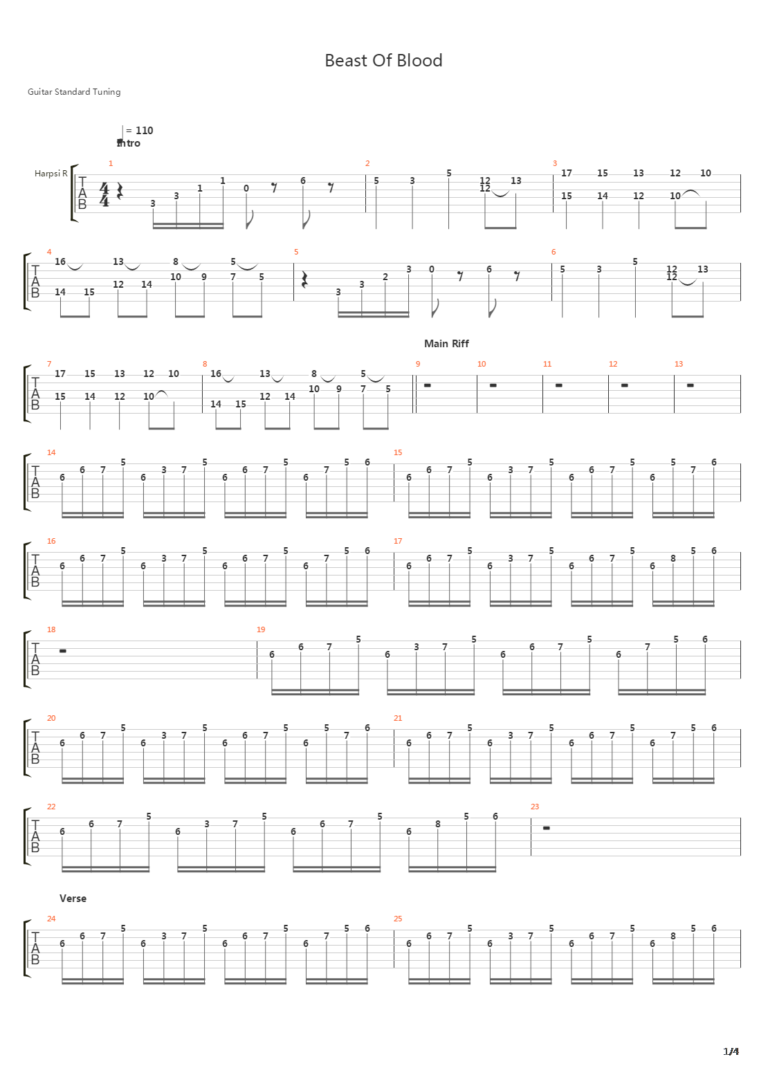 Beast Of Blood吉他谱