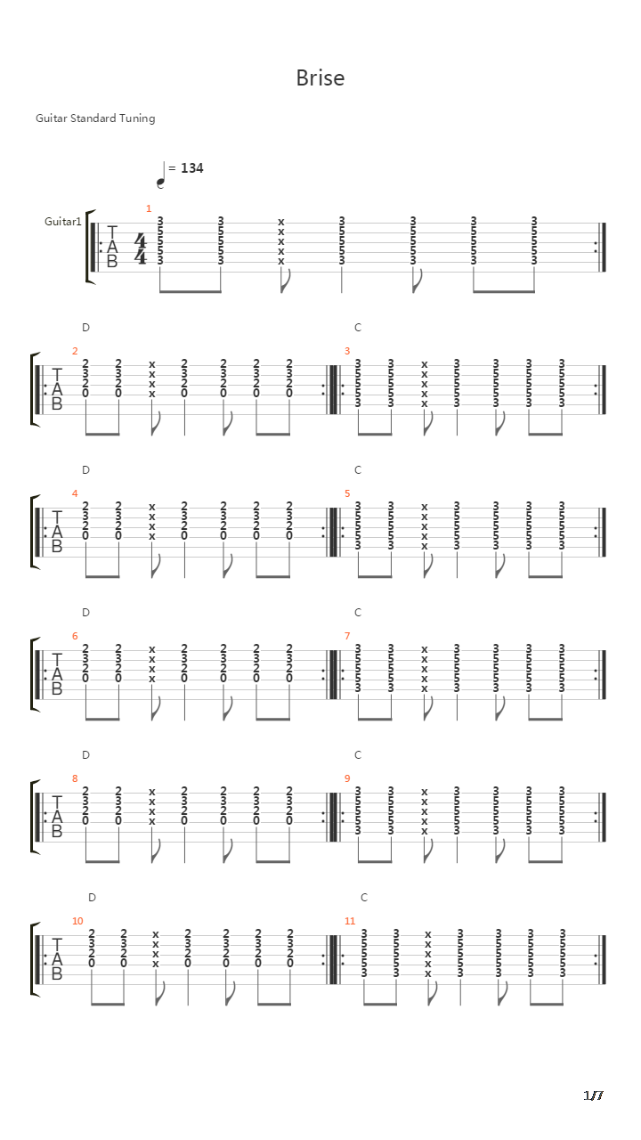 Brise吉他谱