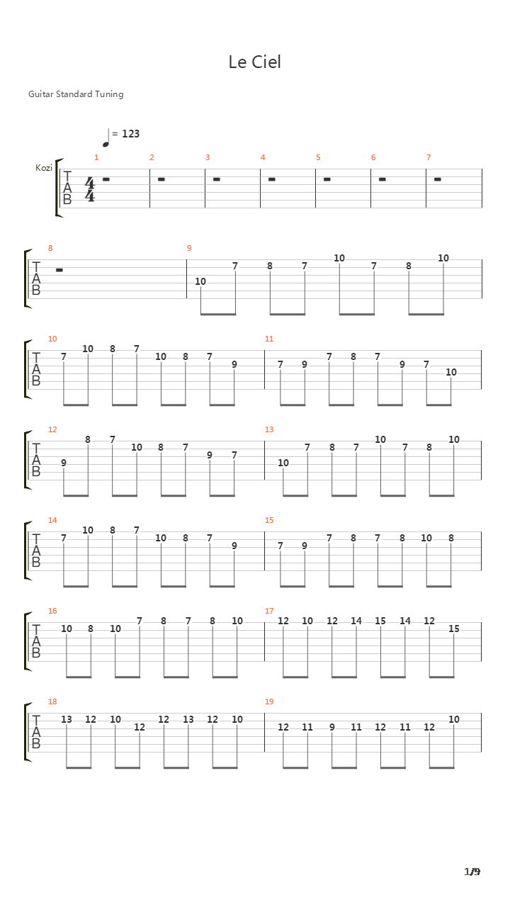 空白の彼方(Le Ciel)吉他谱