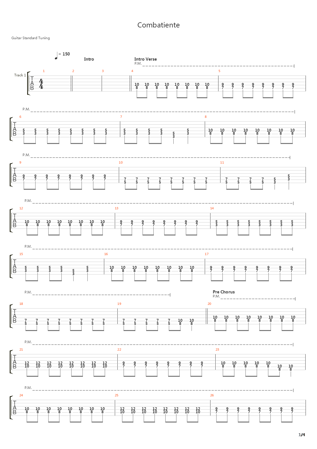 Combatiente吉他谱