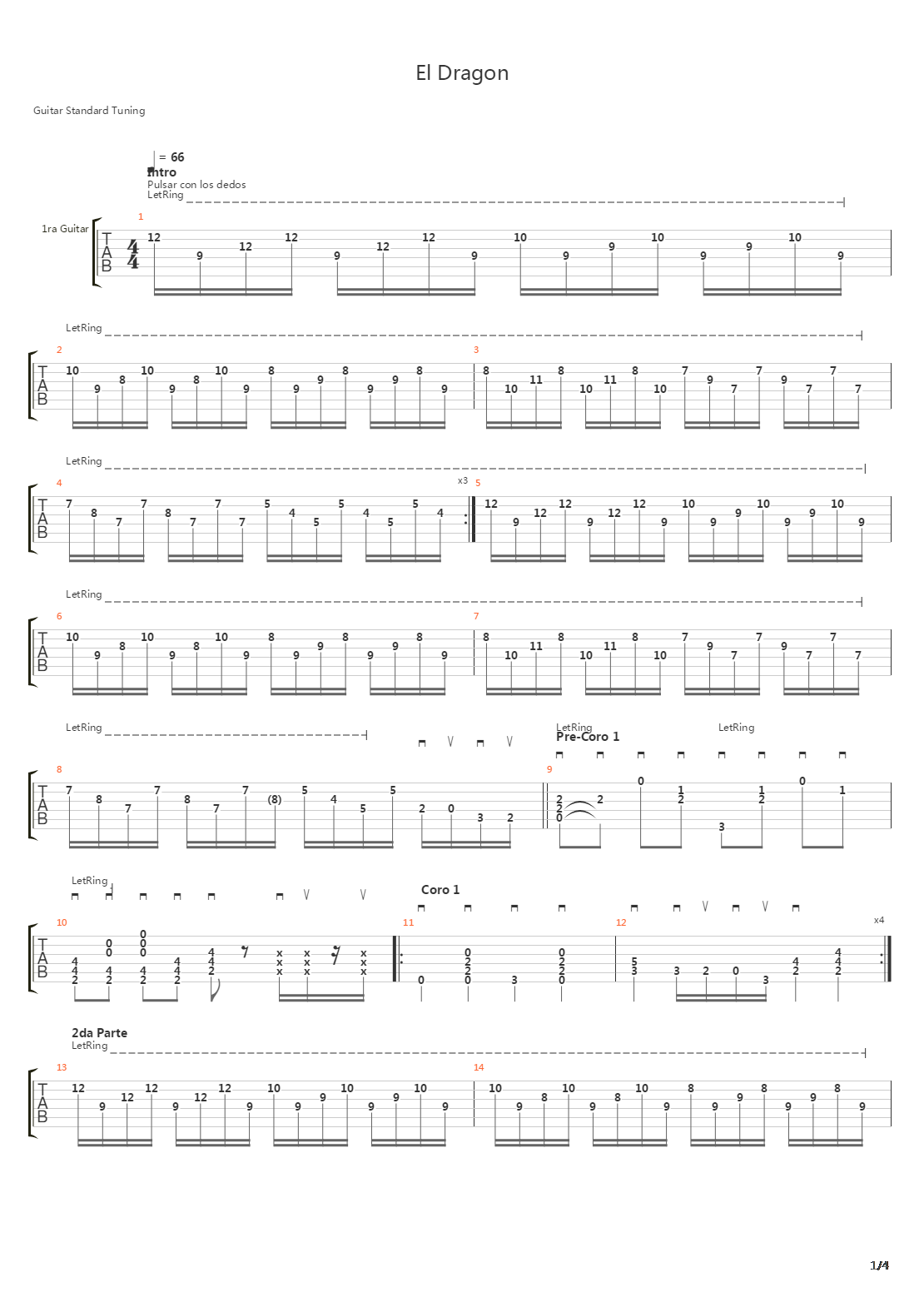 El Dragon吉他谱