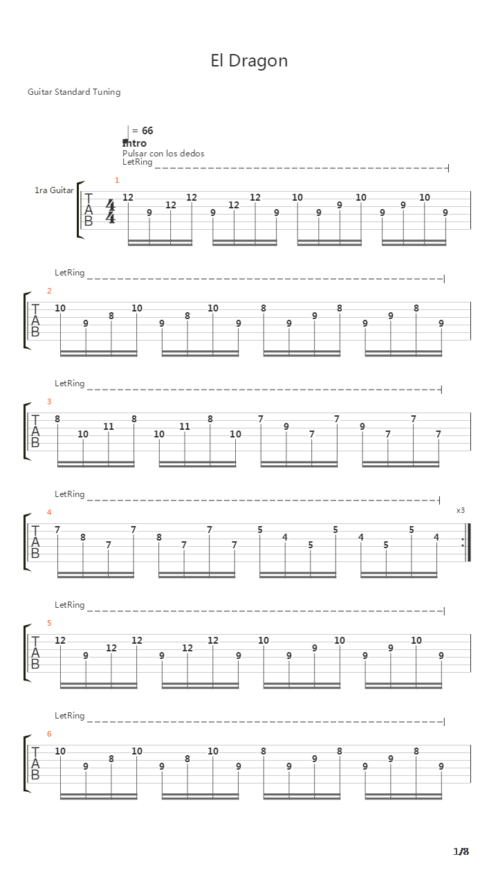 El Dragon吉他谱