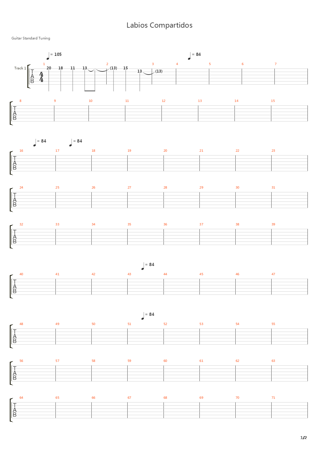 Labios Compartidos吉他谱