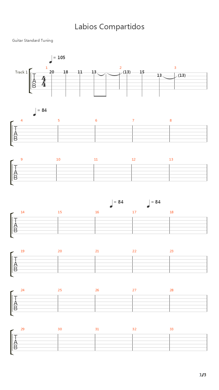 Labios Compartidos吉他谱