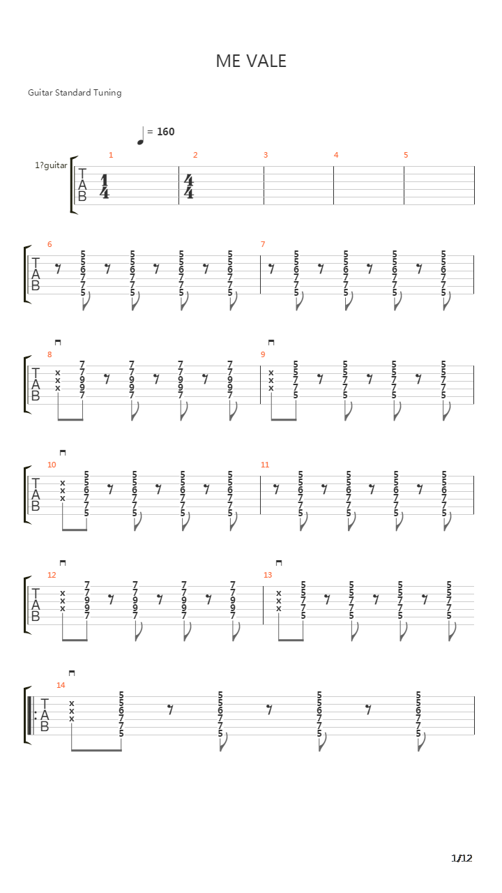 Me Vale吉他谱