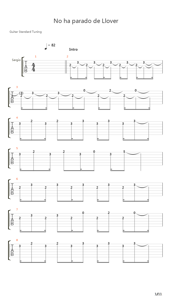 No Ha Parado De Llover吉他谱