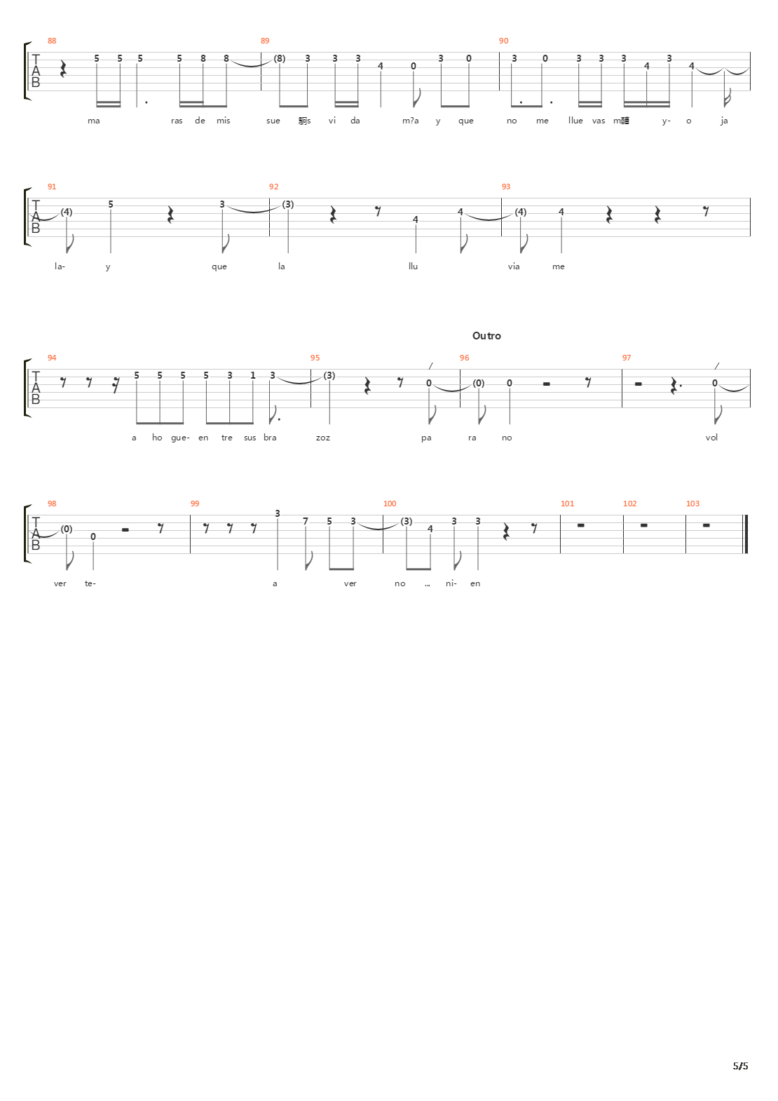 Ojala Pudiera Borrarte吉他谱