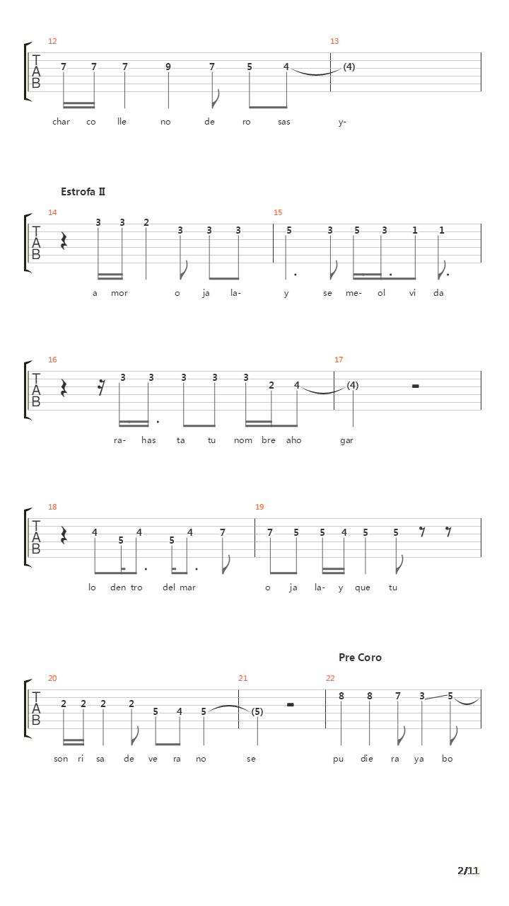 Ojala Pudiera Borrarte吉他谱