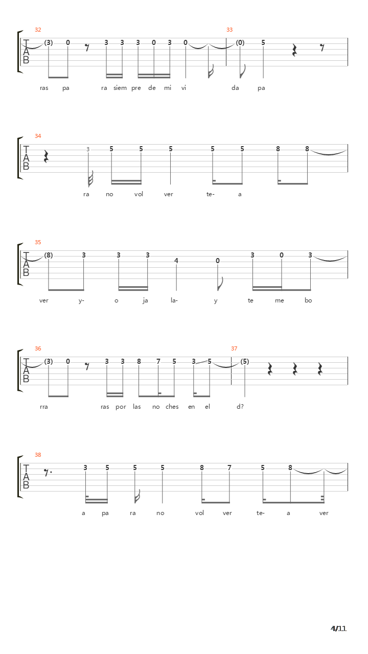 Ojala Pudiera Borrarte吉他谱