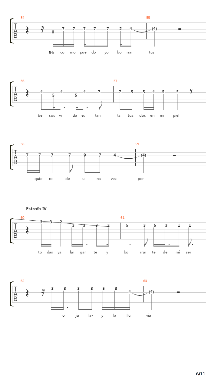 Ojala Pudiera Borrarte吉他谱